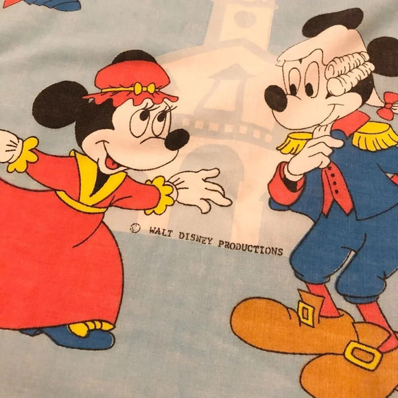 Vintage Disney Mickey Mouse Twin Flat Sheet  Frontierland Bedding Pacific 93x62 - Picture 15 of 16